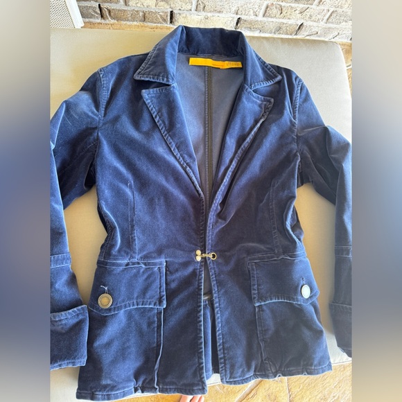 Twill Twenty Two Navy Velvet Blazer Size Large - Picture 8 of 10